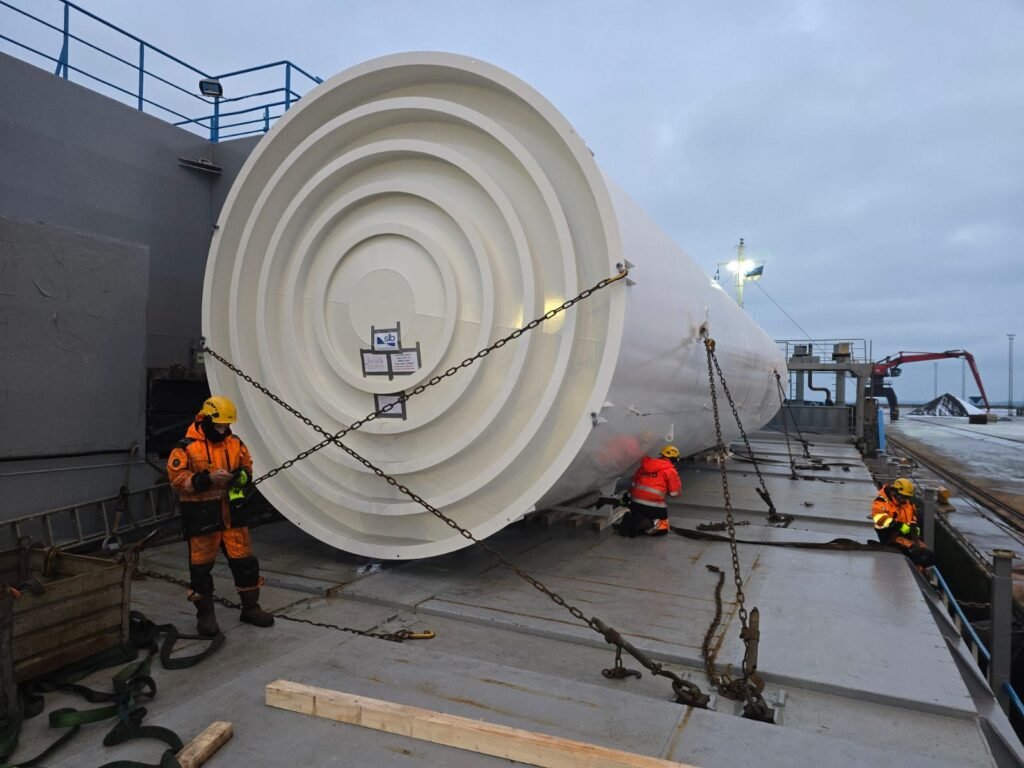 oversized and heavy steel tanks being prepared for sea transportation