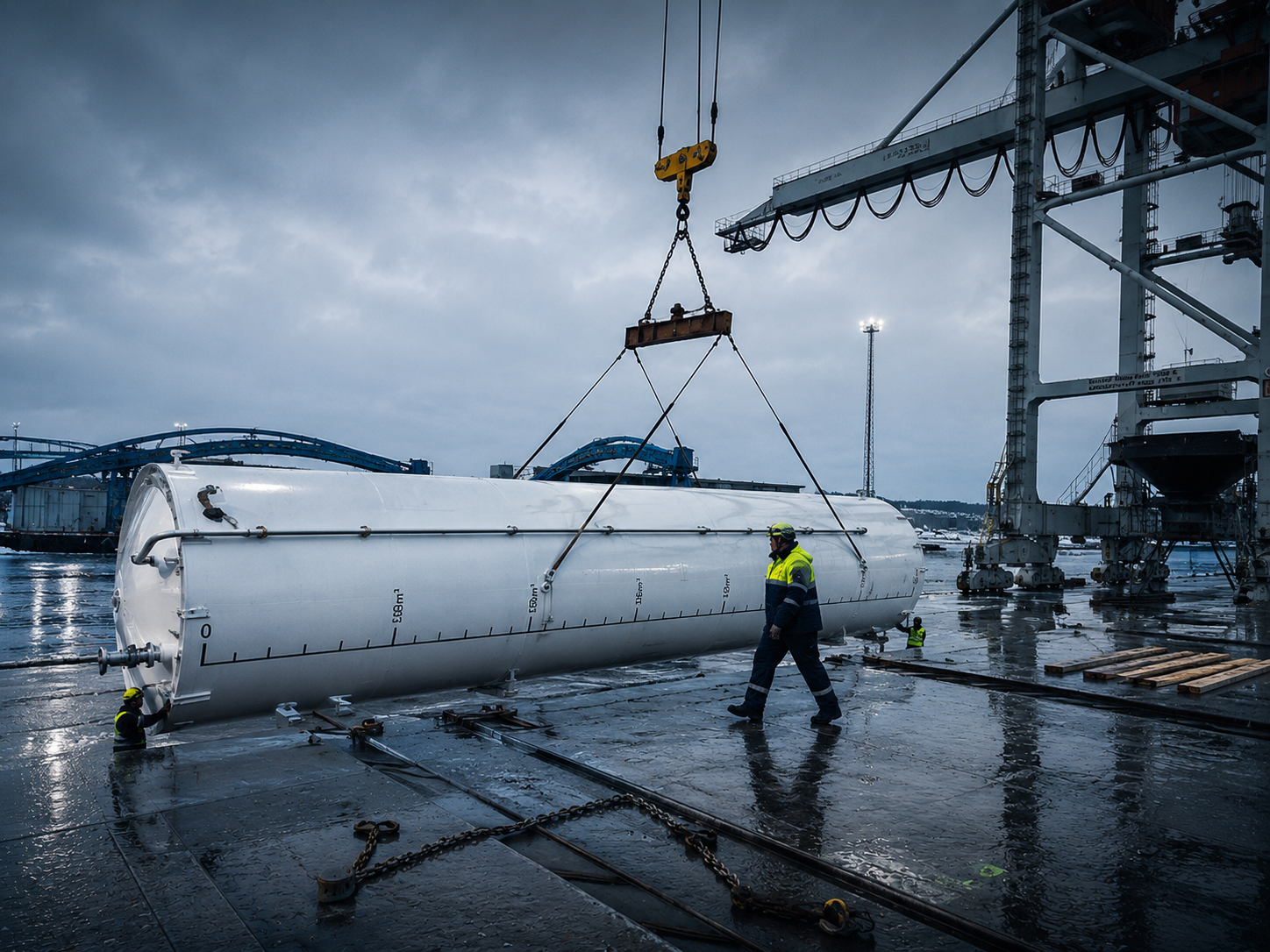 Transportation of steel tanks to Norway by sea