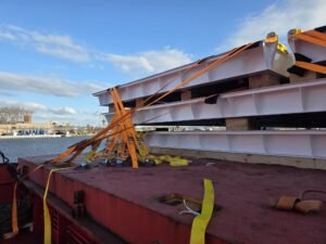 OOG cargo been lashed and secured on board breakbulk vessel in Poland