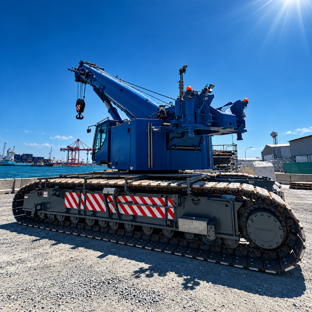 heavy crane on the berth prepared for loading on board
